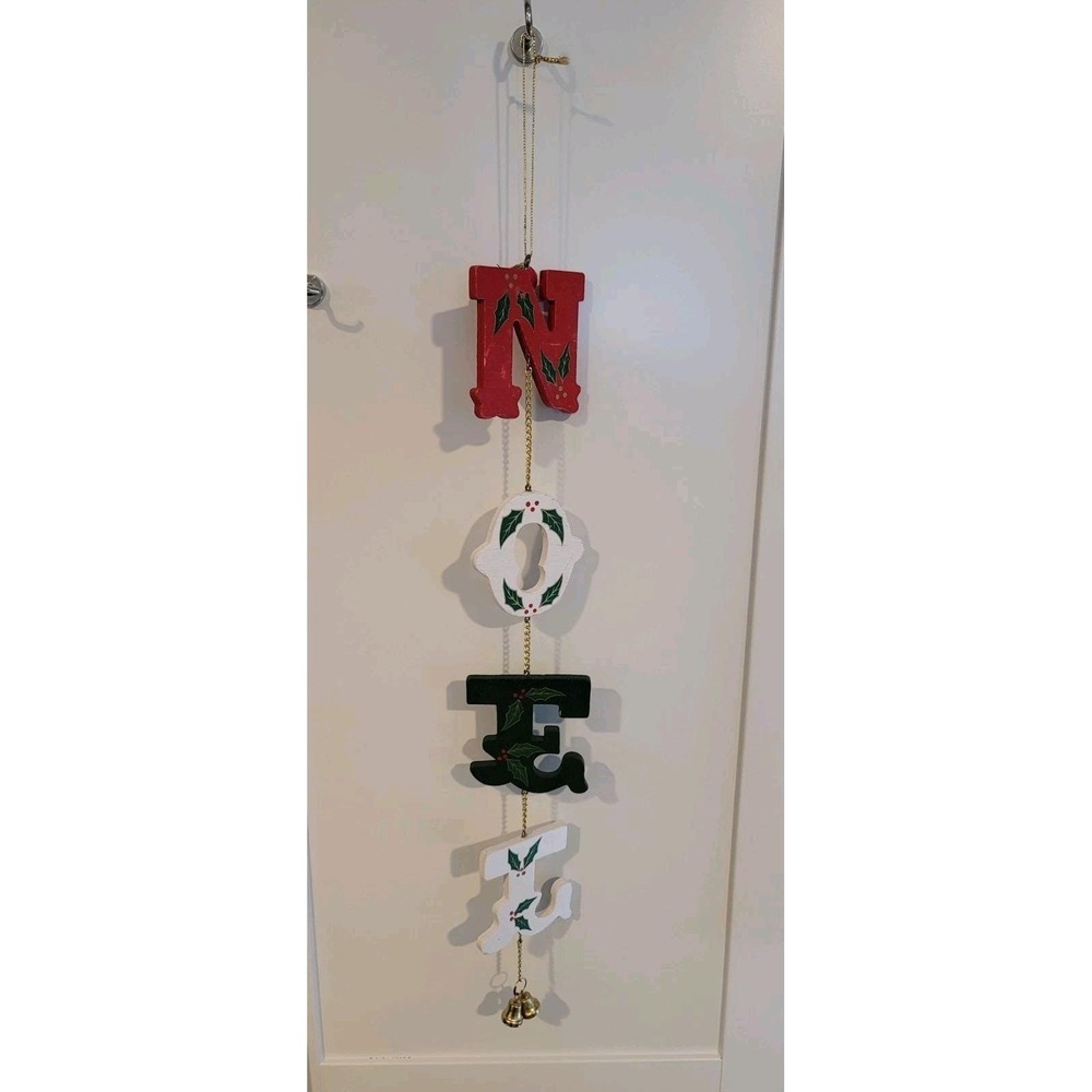 Vintage Noel Wood Hand-Painted Christmas Wall Hanging Holiday
